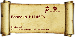 Paszeka Milán névjegykártya